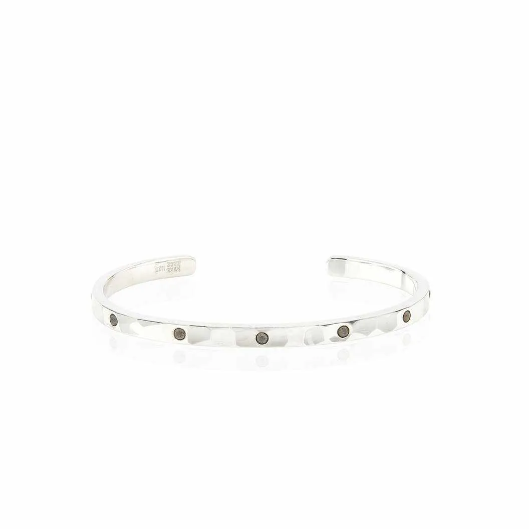 Anna Beck Labradorite Hammered Pavé Stacking Cuff - Silver