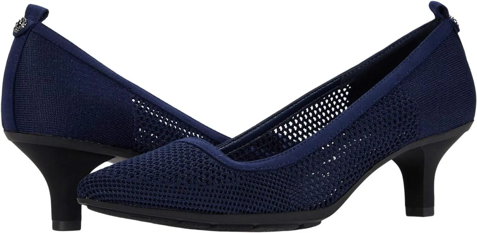 Anne Klein Womens Rebecca Pump Heeled Shoes REBE02F9 Navy Knit Blue 8.5M