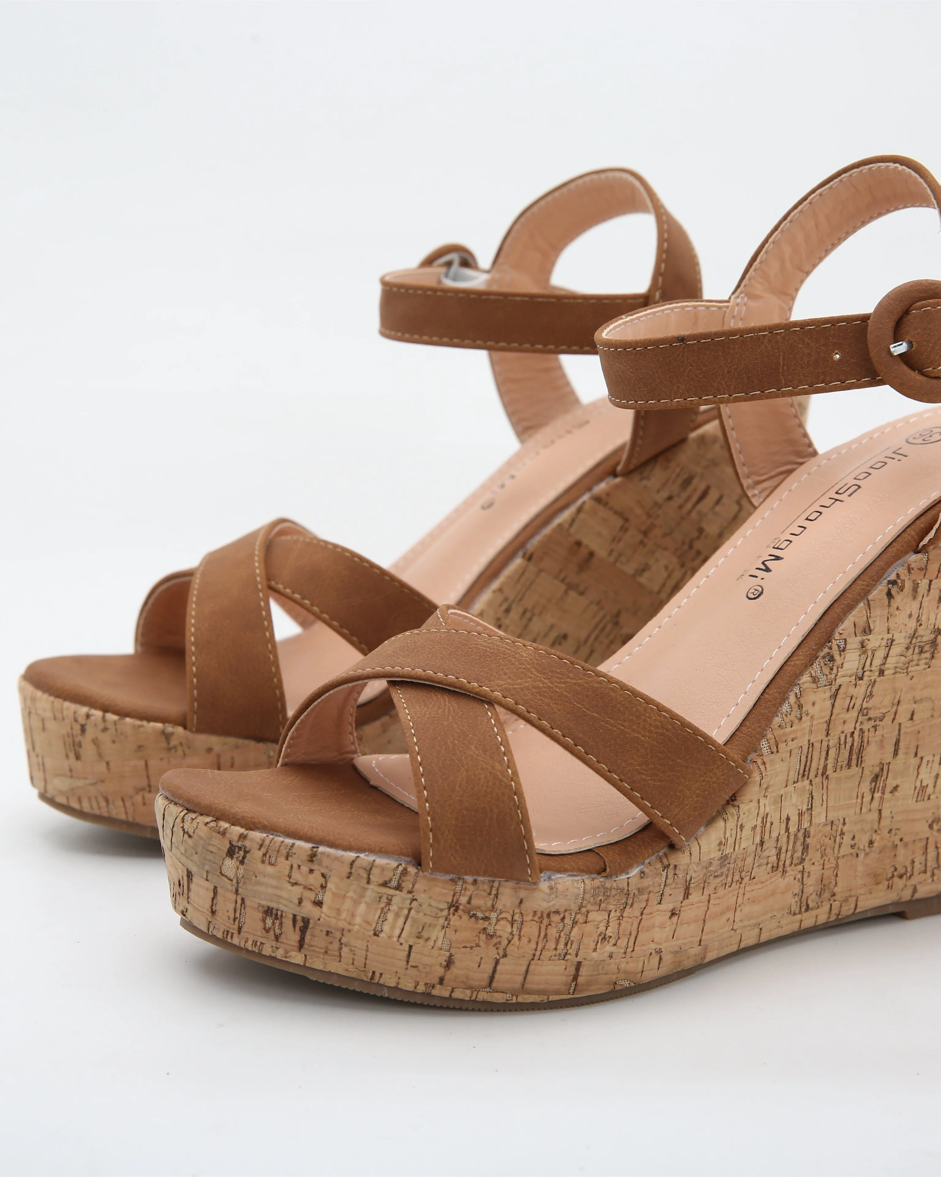 Arriving Fashion Chunky Suede Wedge Sandals - Brown