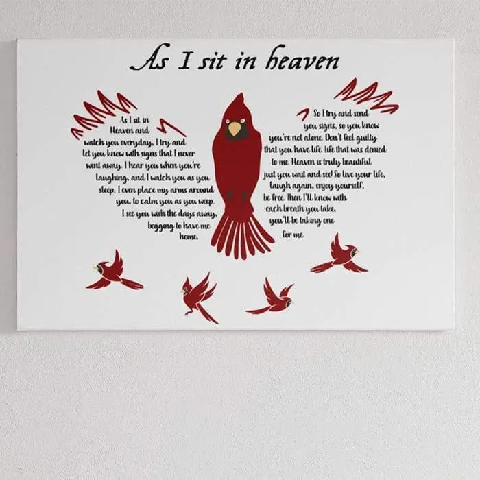 As I Sit In Heaven Cardinal Memorial Gift Canvas Print