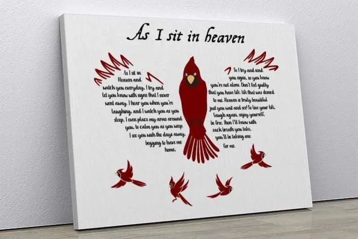 As I Sit In Heaven Cardinal Memorial Gift Canvas Print