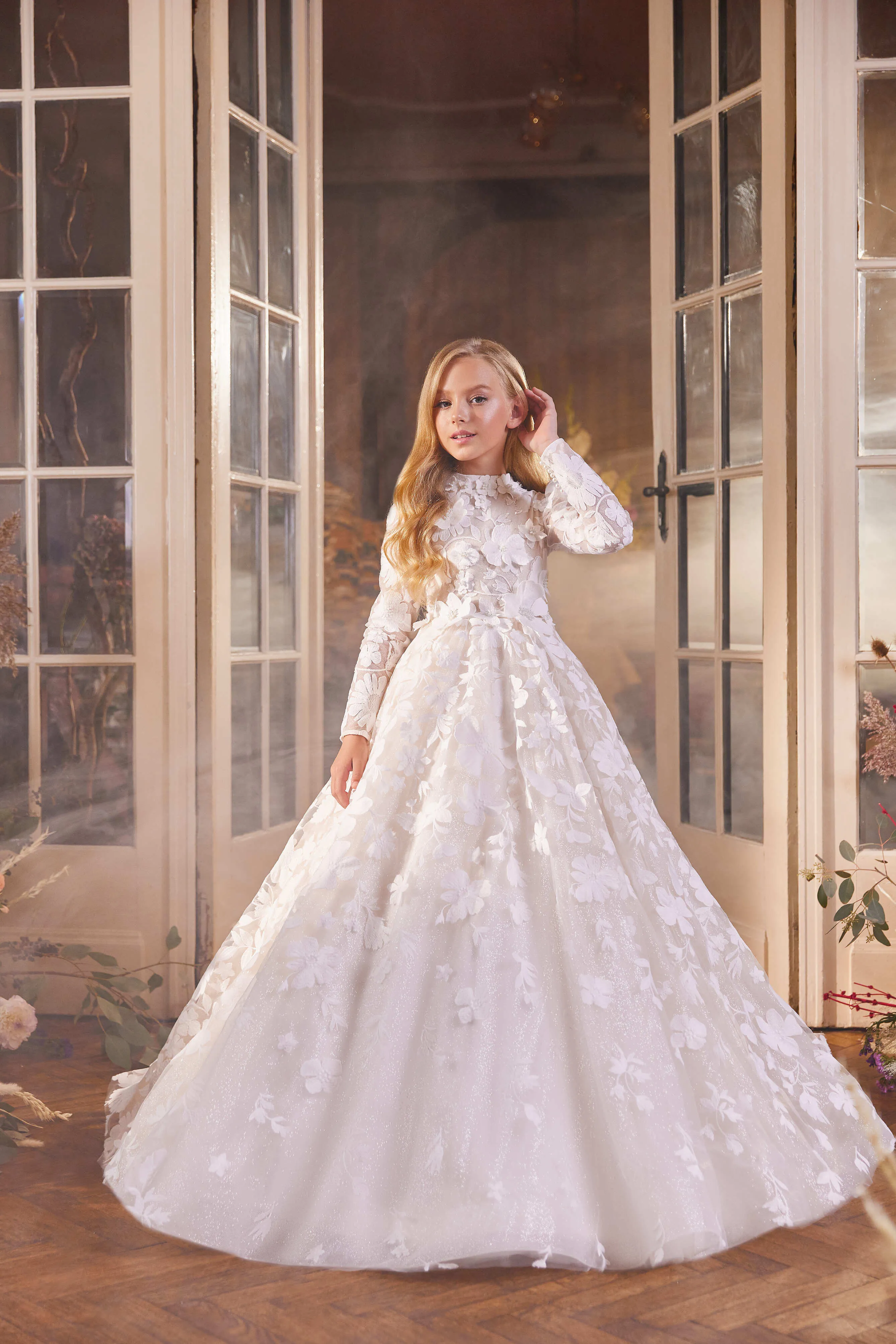 Astoria Floral Lace Dress with Long Sleeves
