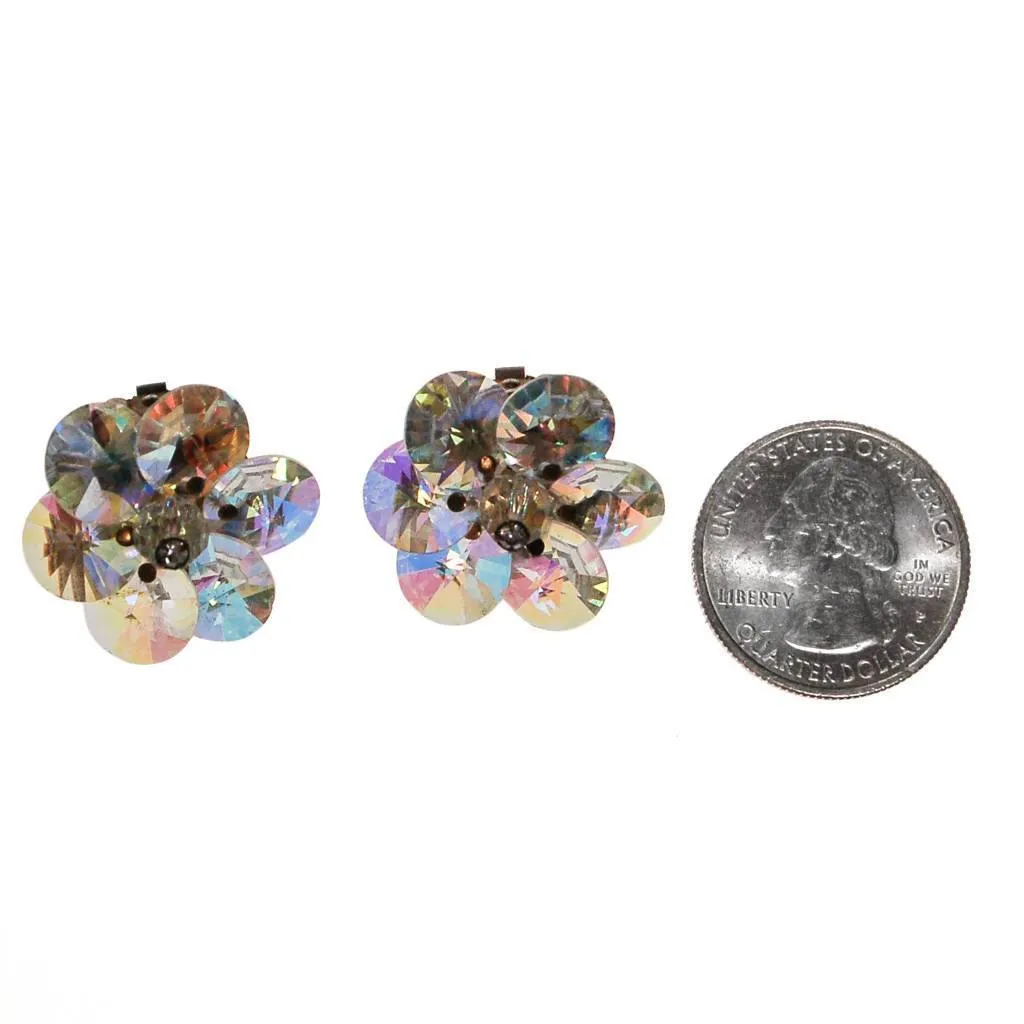Aurora Borealis Beaded Clip Earrings