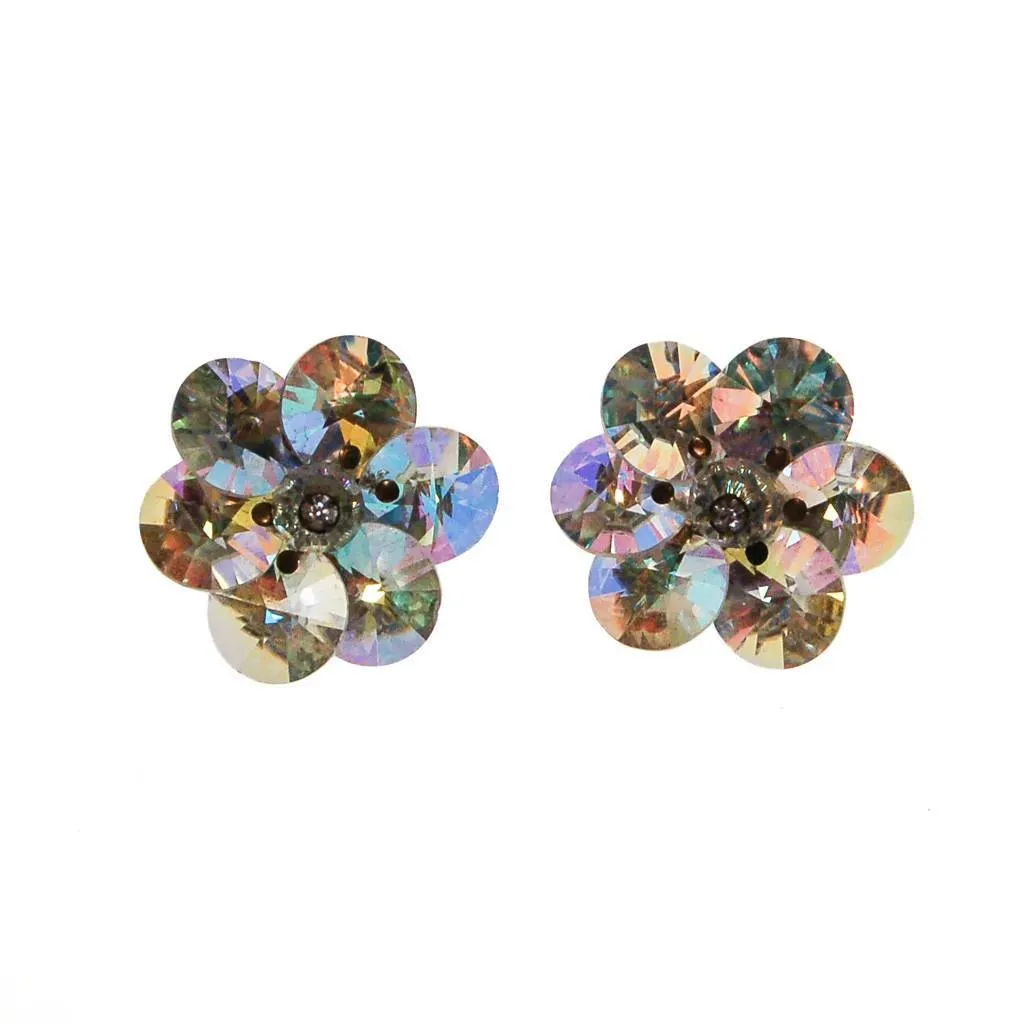 Aurora Borealis Beaded Clip Earrings