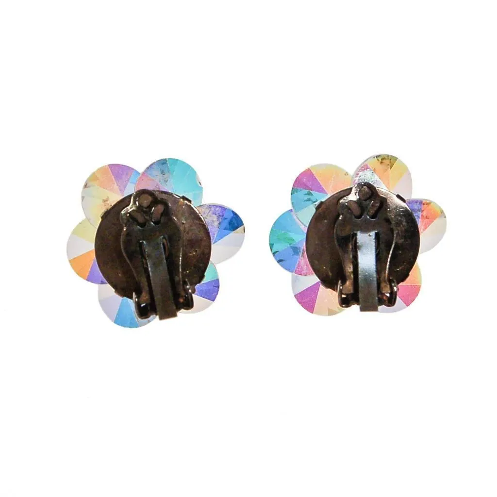 Aurora Borealis Beaded Clip Earrings