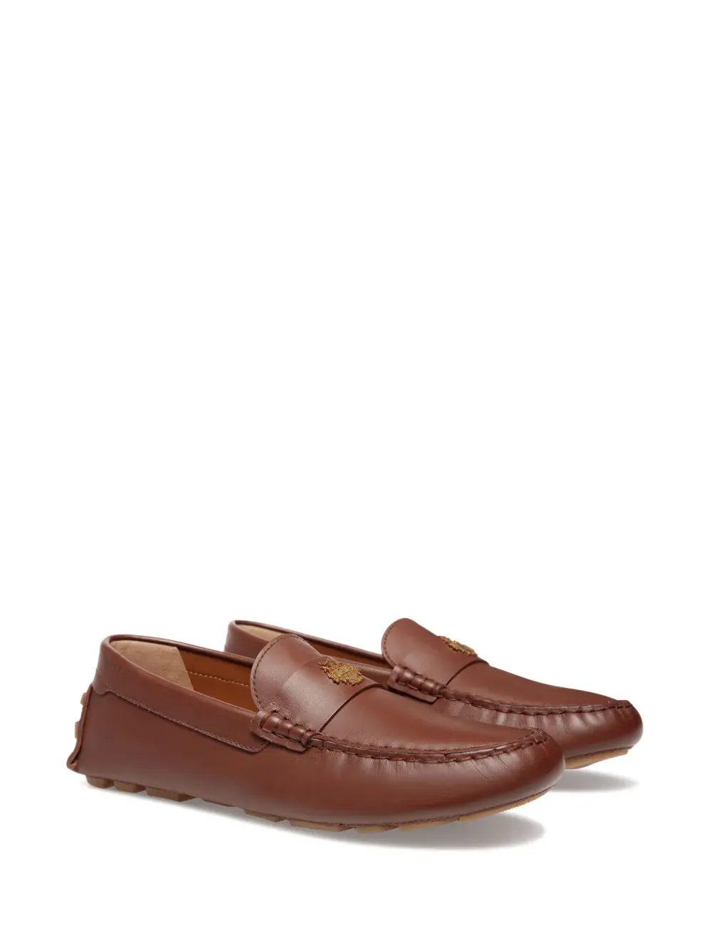 Bally gold-tone logo-plaque leather loafers