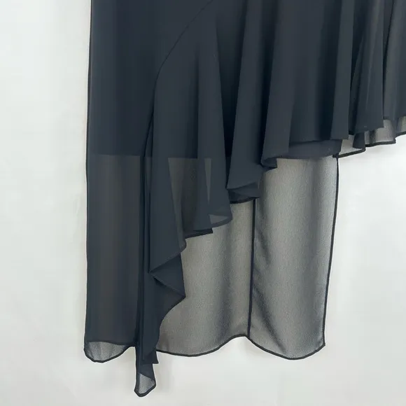 BCBGMAXAZRIA Black Chiffon Asymmetric Formal Skirt