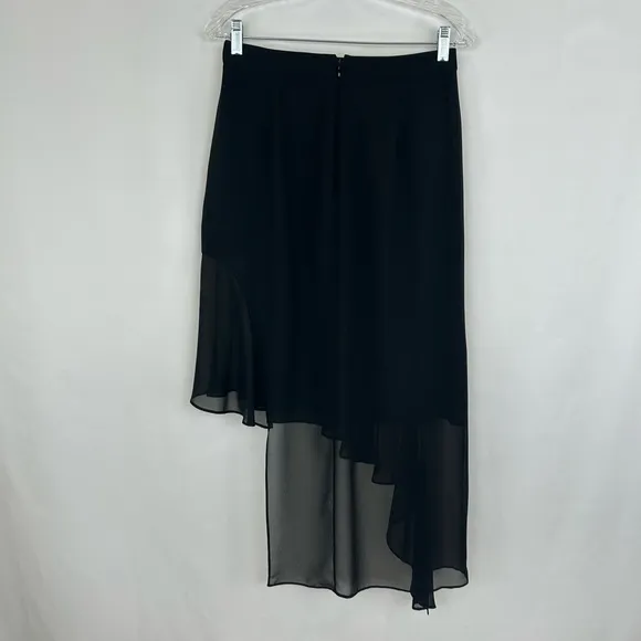 BCBGMAXAZRIA Black Chiffon Asymmetric Formal Skirt