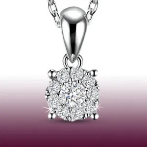 Beautiful Classic Halo Diamond Pendant Necklace
