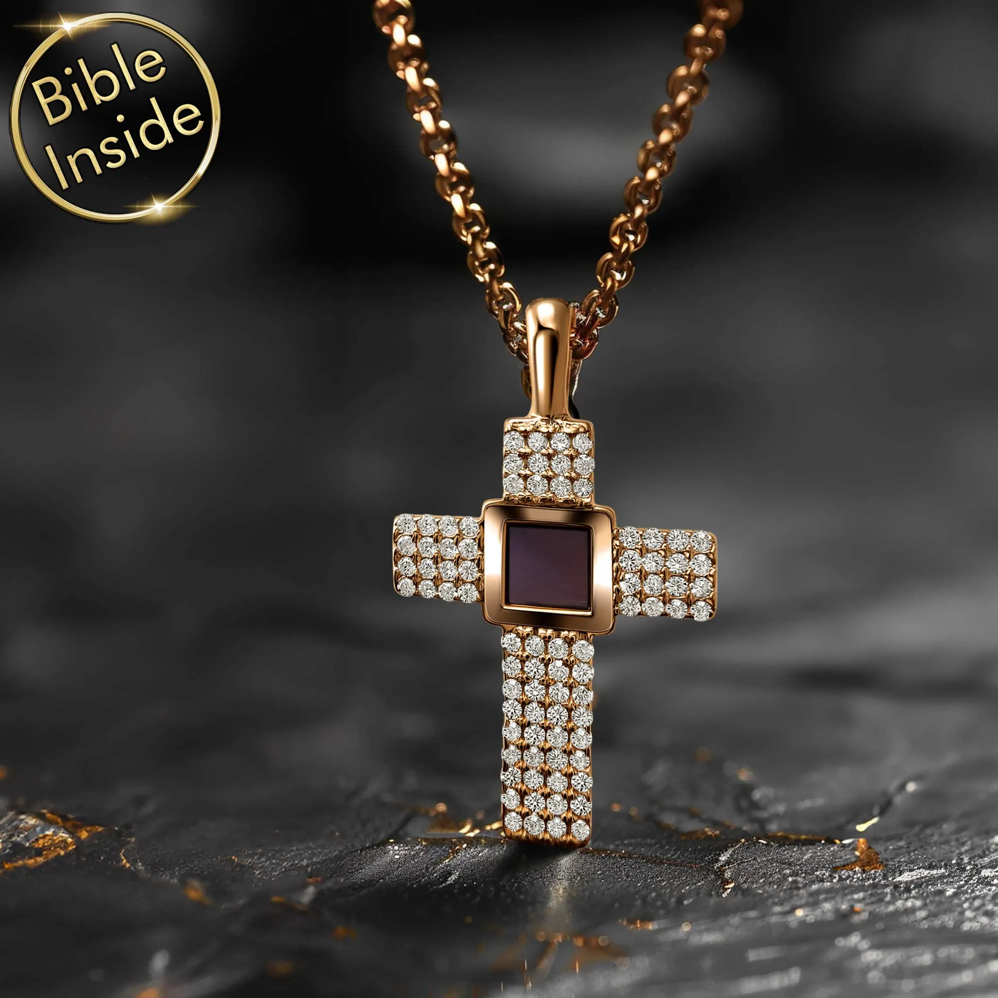 Bible Jewelry With Nano Holy Scripture - Aurora Cross Necklace