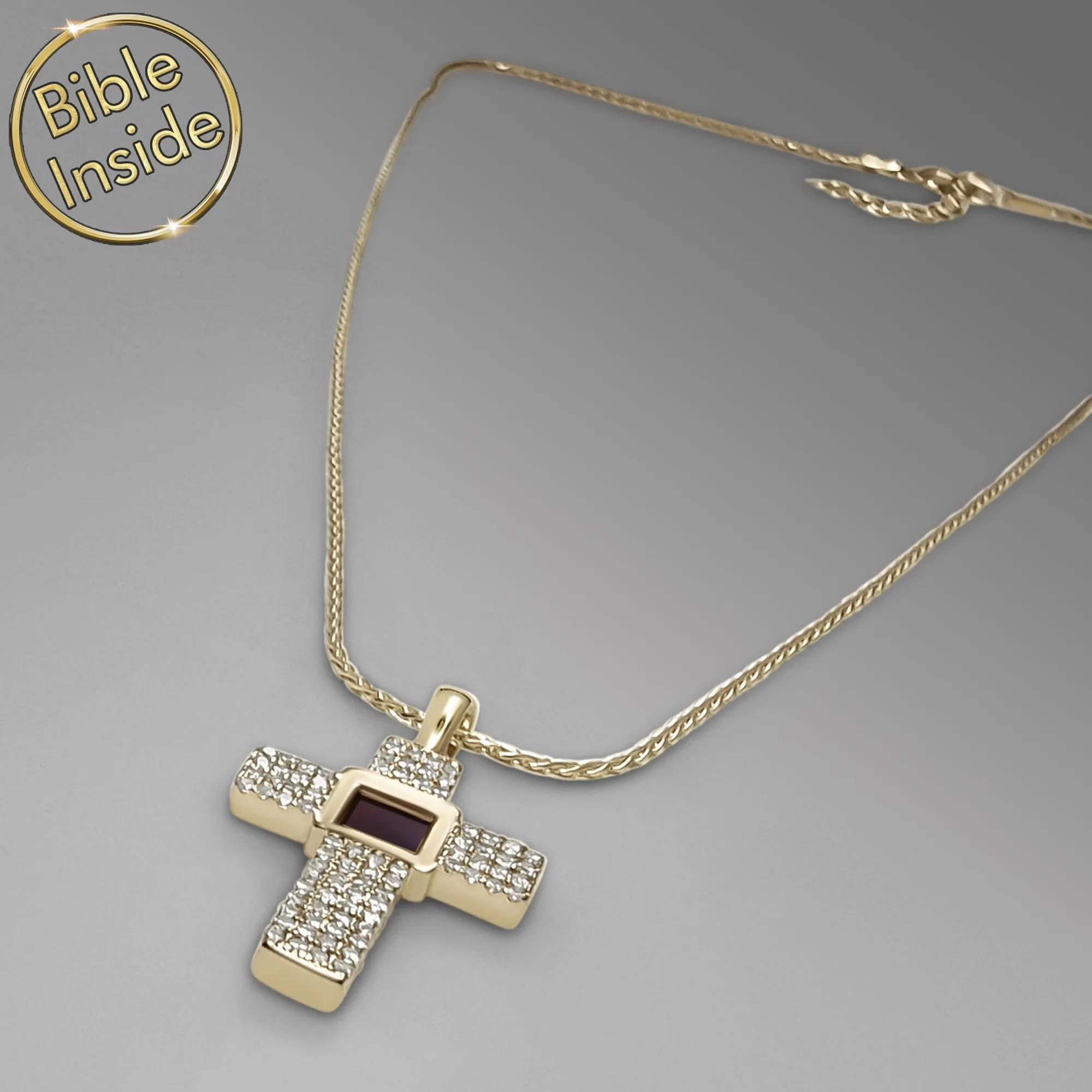 Bible Jewelry With Nano Holy Scripture - Aurora Cross Necklace