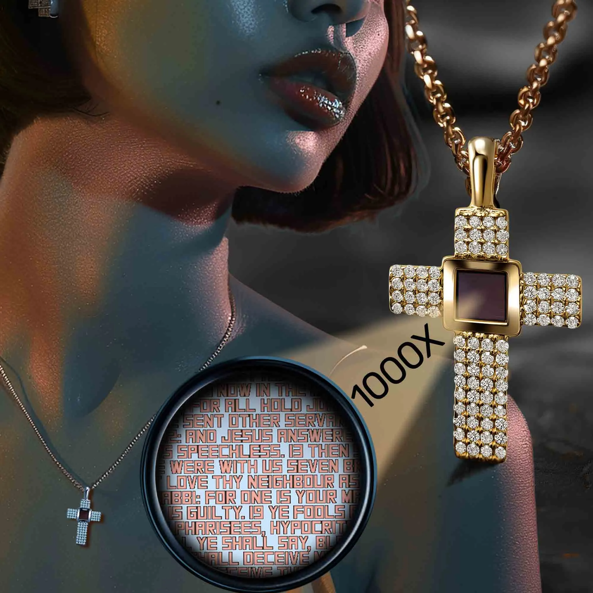 Bible Jewelry With Nano Holy Scripture - Aurora Cross Necklace