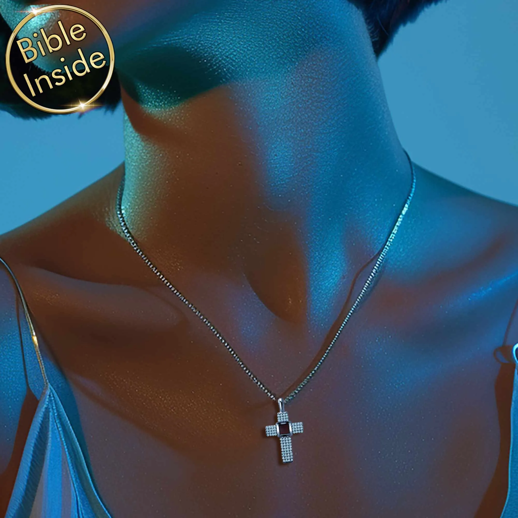 Bible Jewelry With Nano Holy Scripture - Aurora Cross Necklace