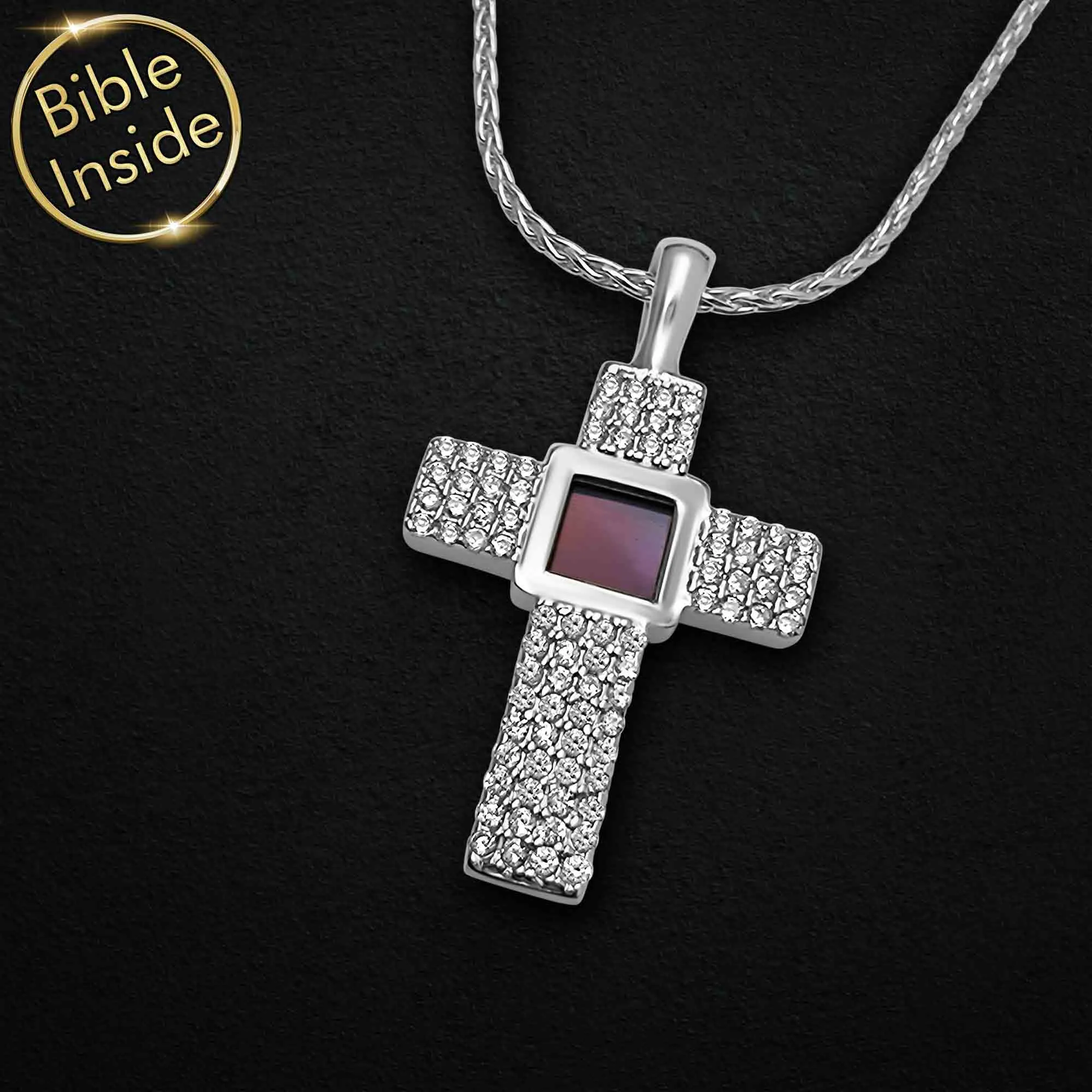 Bible Jewelry With Nano Holy Scripture - Aurora Cross Necklace