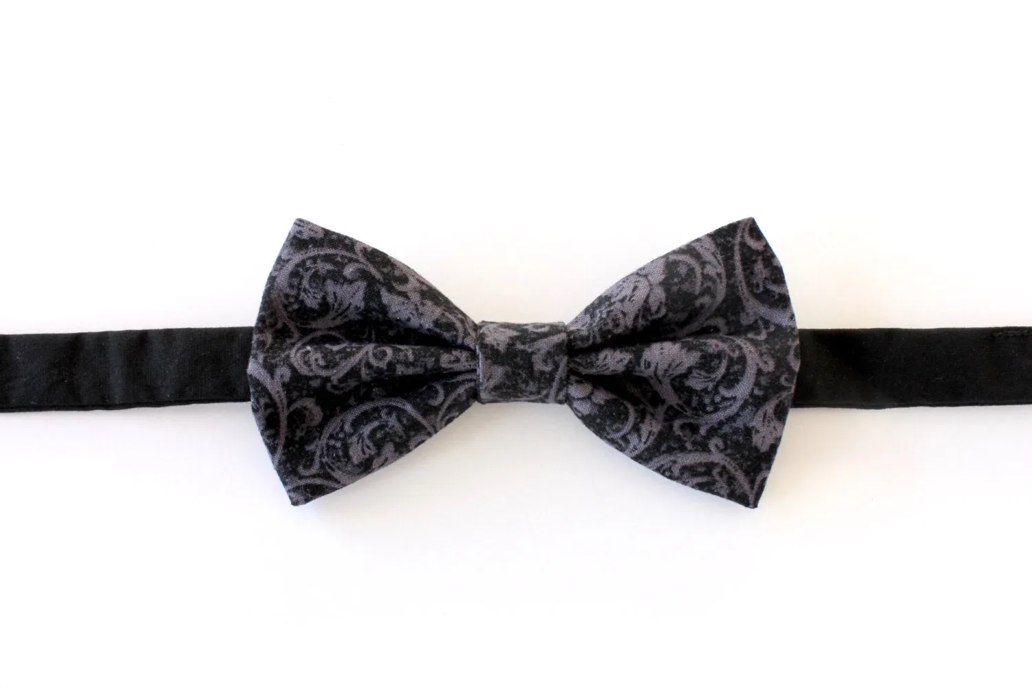 Black and Grey Print Bow Tie