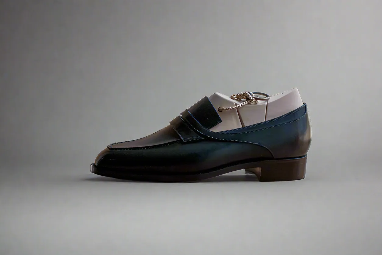 Black Leather Ibiza Slip On Crossed Component Loafers - Loafers