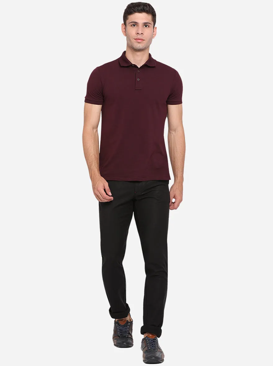 Black Solid Uno Fit Casual Trouser | JadeBlue