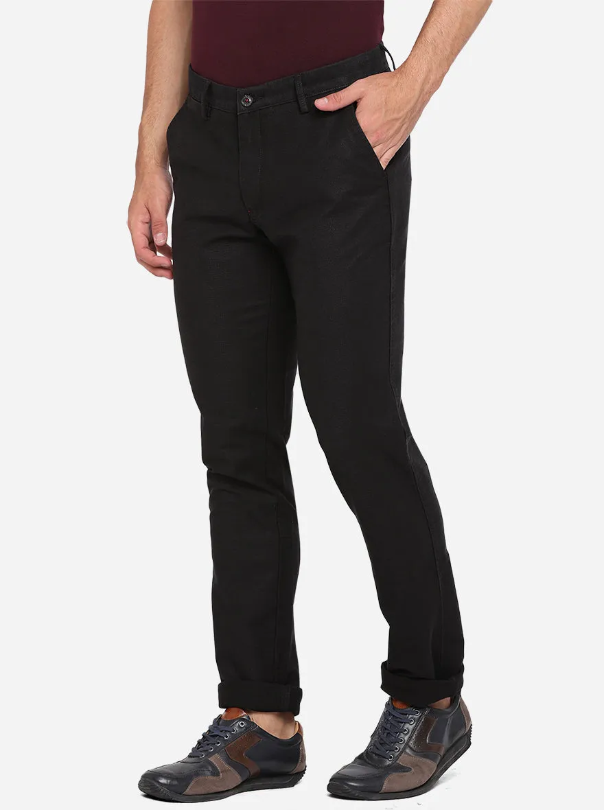 Black Solid Uno Fit Casual Trouser | JadeBlue