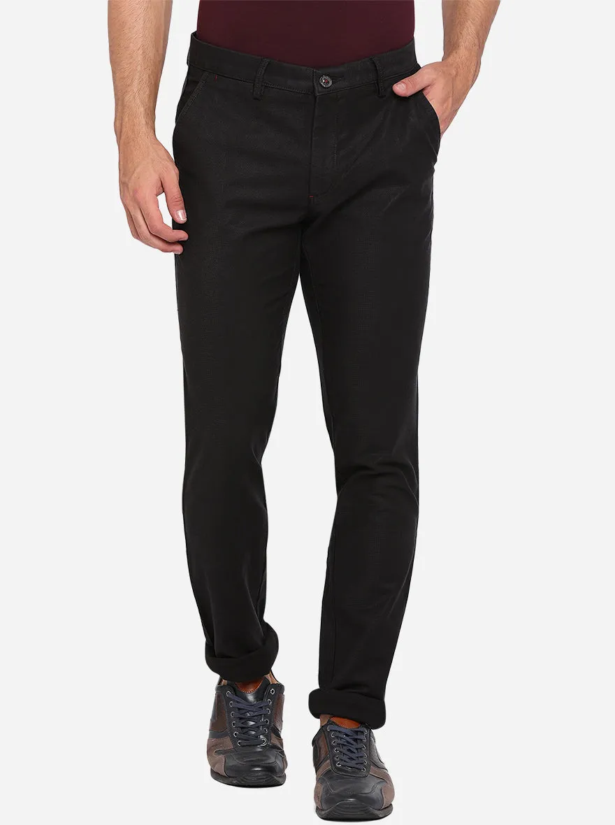 Black Solid Uno Fit Casual Trouser | JadeBlue