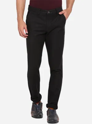 Black Solid Uno Fit Casual Trouser | JadeBlue