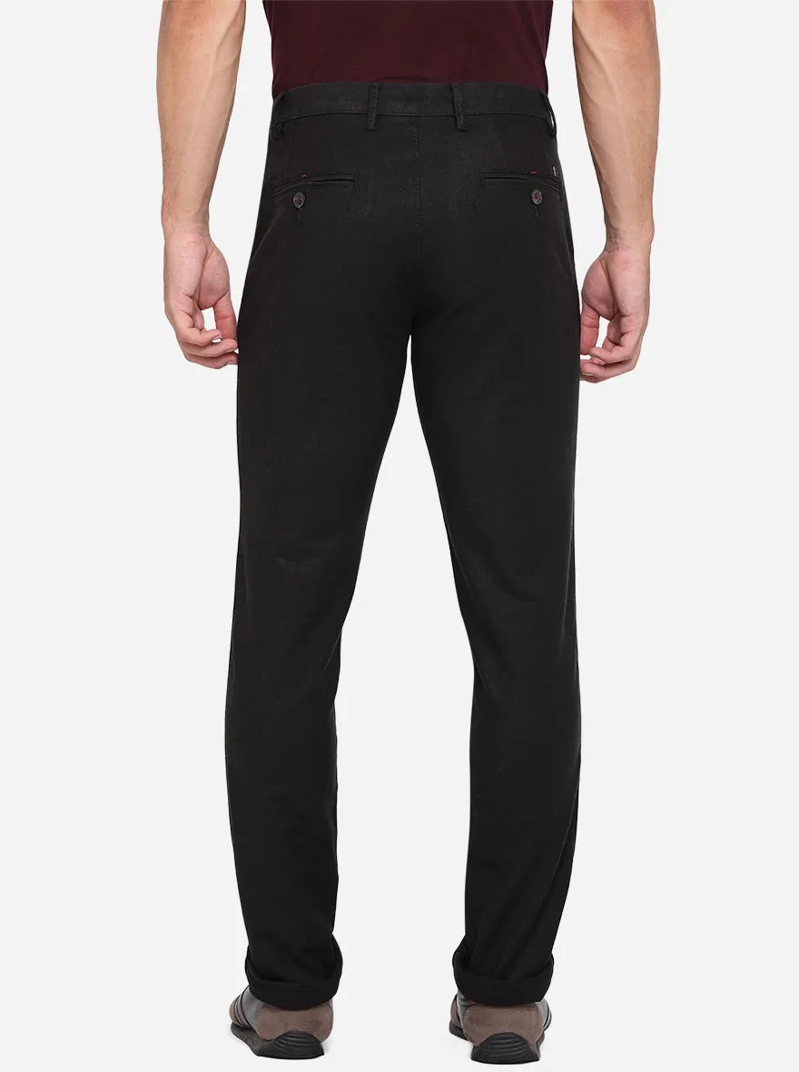 Black Solid Uno Fit Casual Trouser | JadeBlue