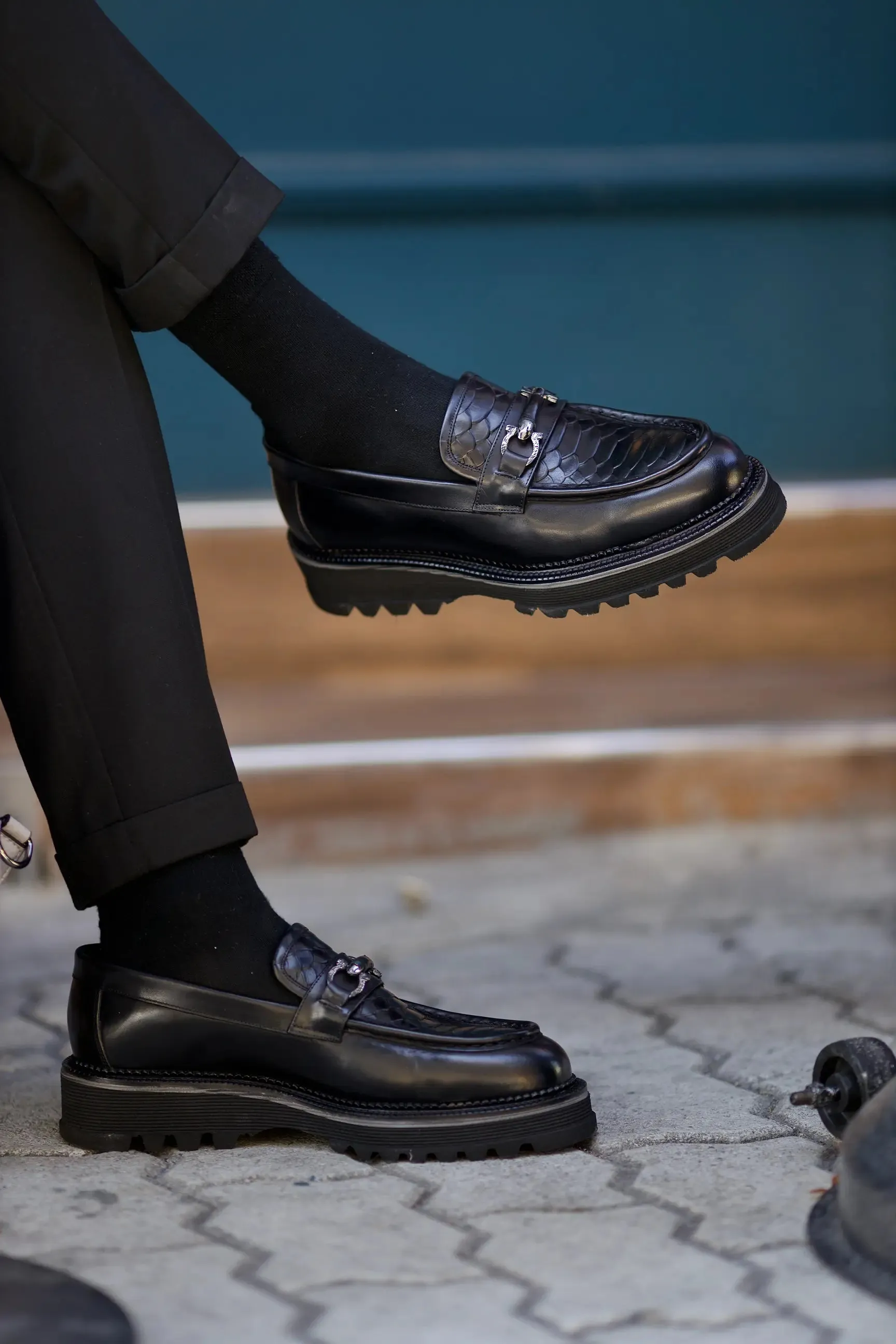Black SP Chunky Buckle Loafers