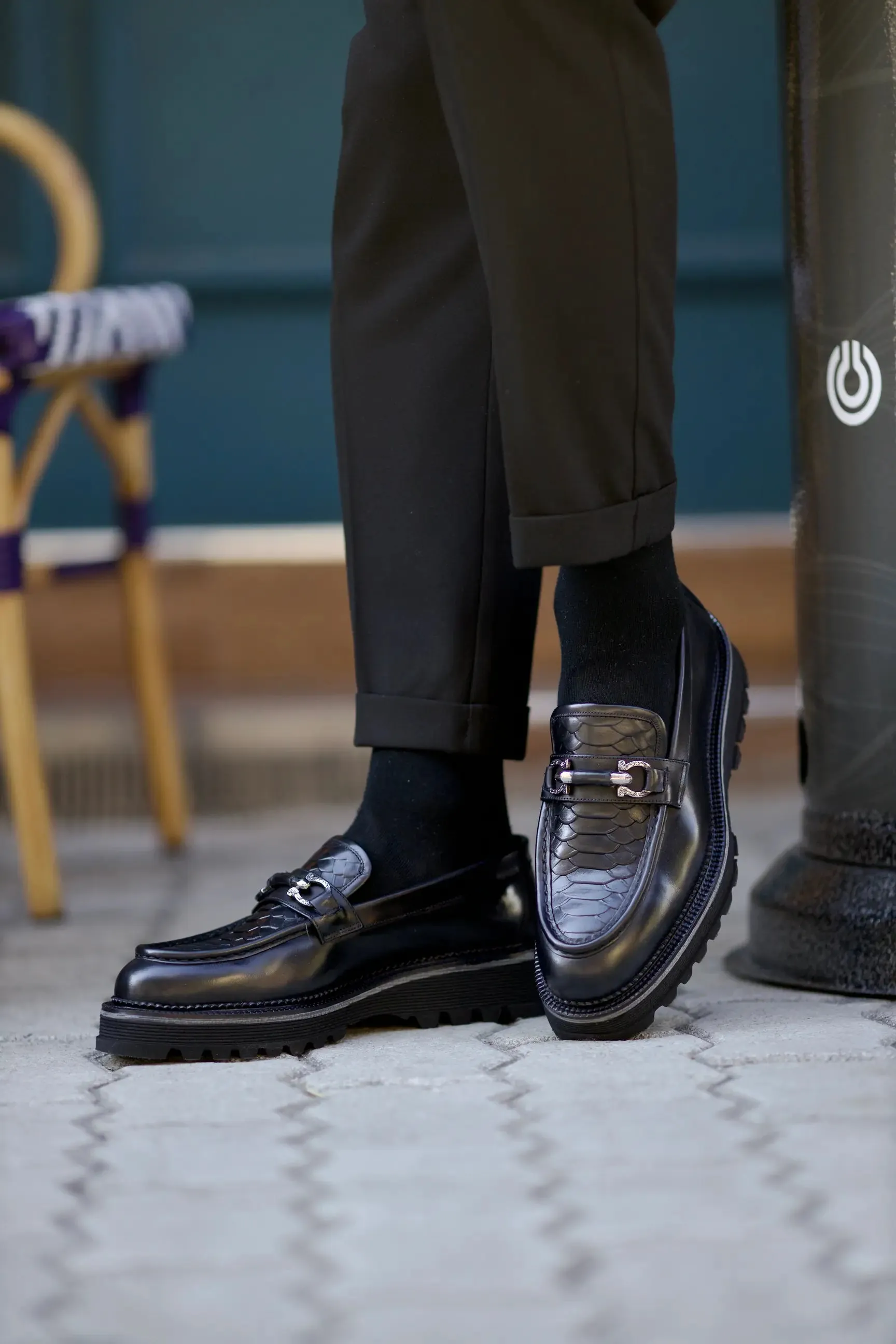 Black SP Chunky Buckle Loafers