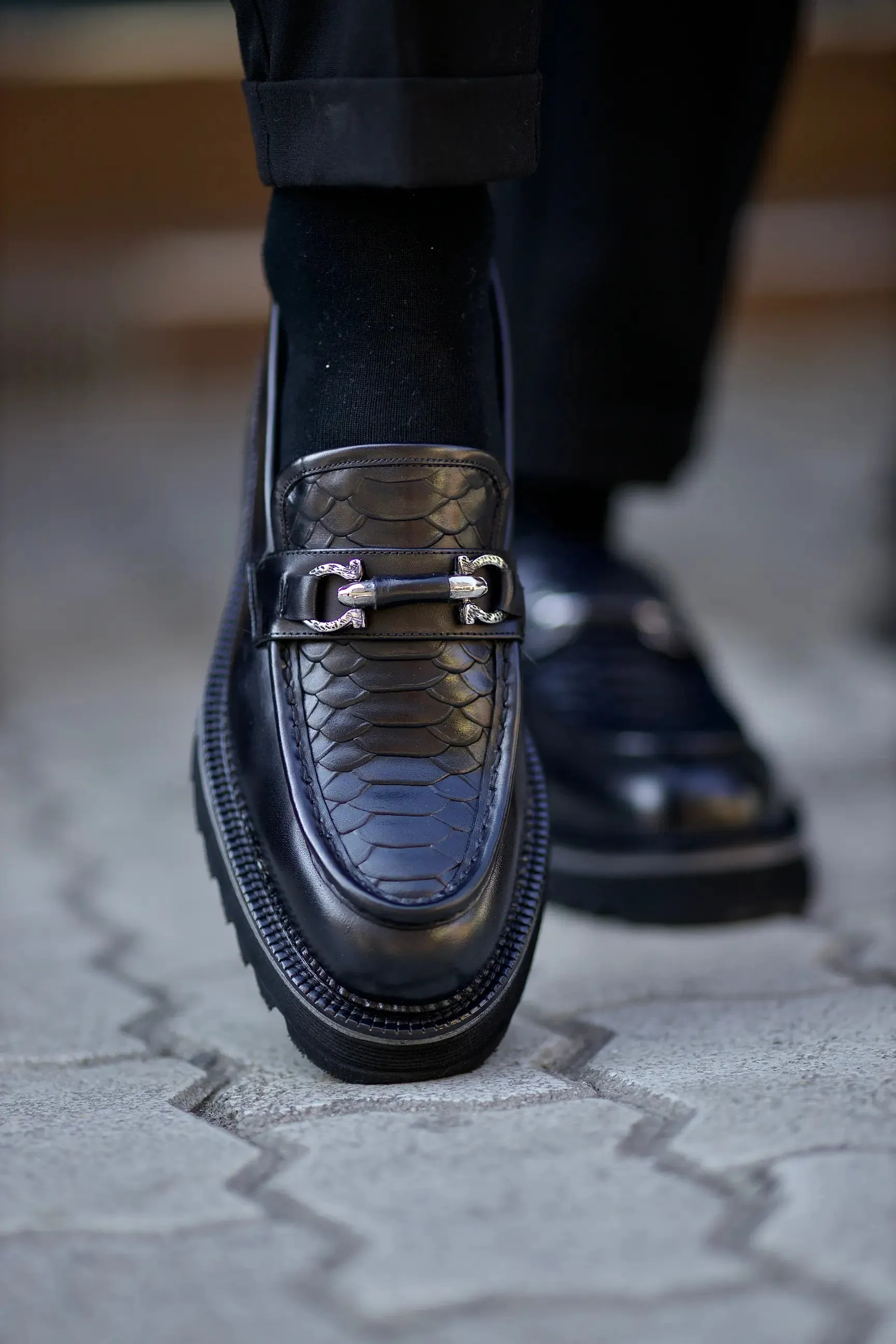 Black SP Chunky Buckle Loafers