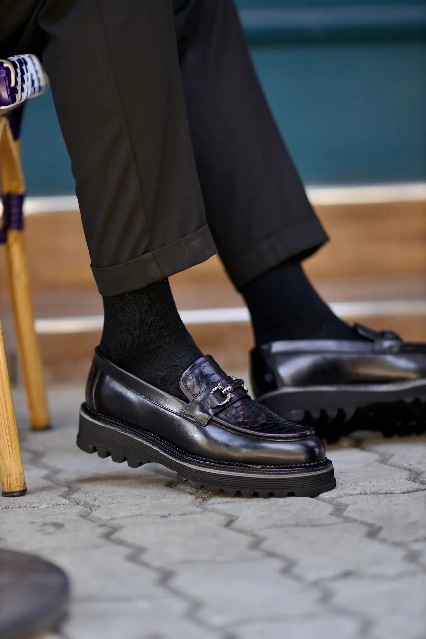 Black SP Chunky Buckle Loafers