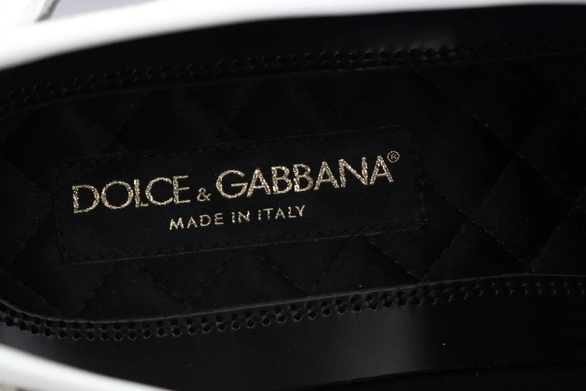 Black White Leather Loafers