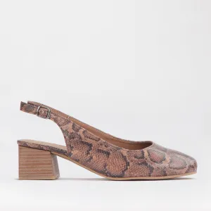 Block Heel Slingback in Saddle - 12595