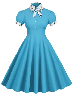 Blue Bowknot Swing Vintage 1950S Dress