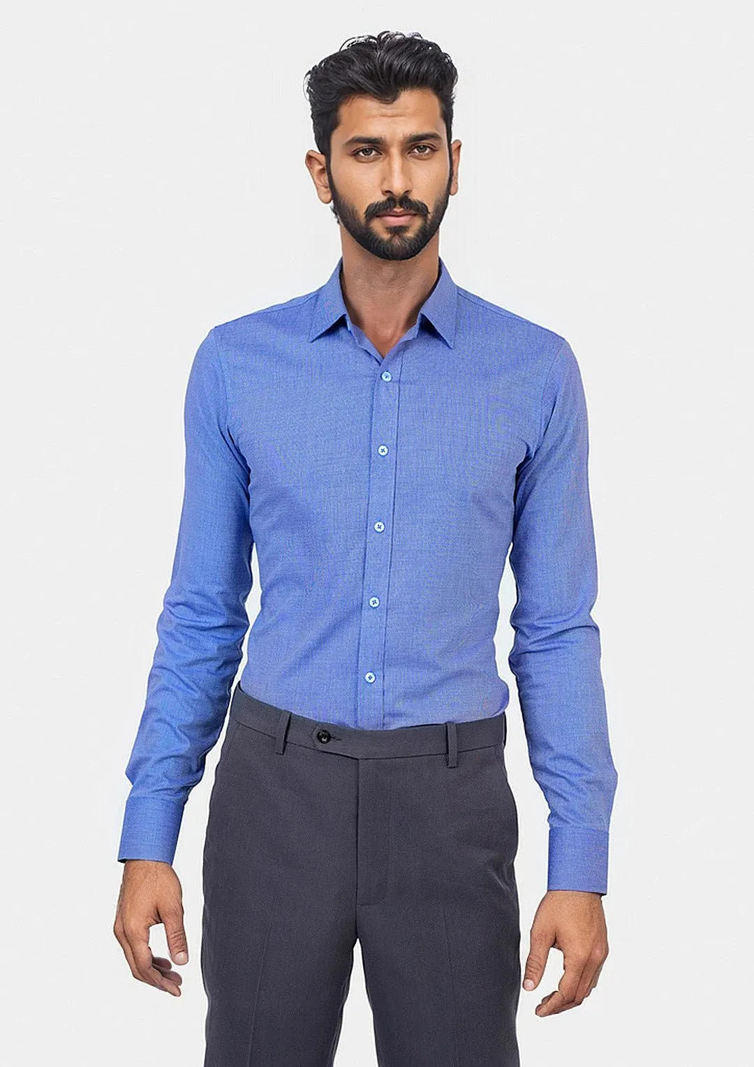 Blue Egyptian Cotton Broadcloth Shirt