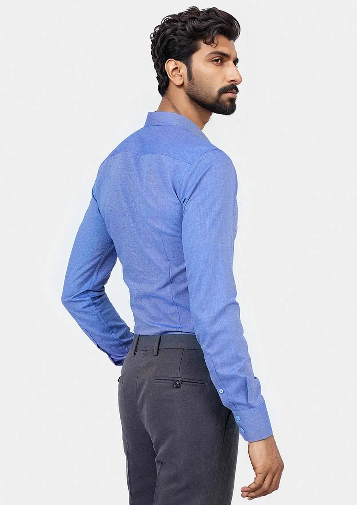 Blue Egyptian Cotton Broadcloth Shirt