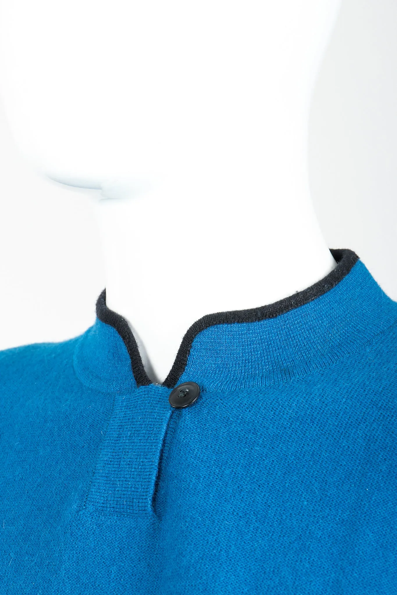 Blue Knit High Neck Sweater