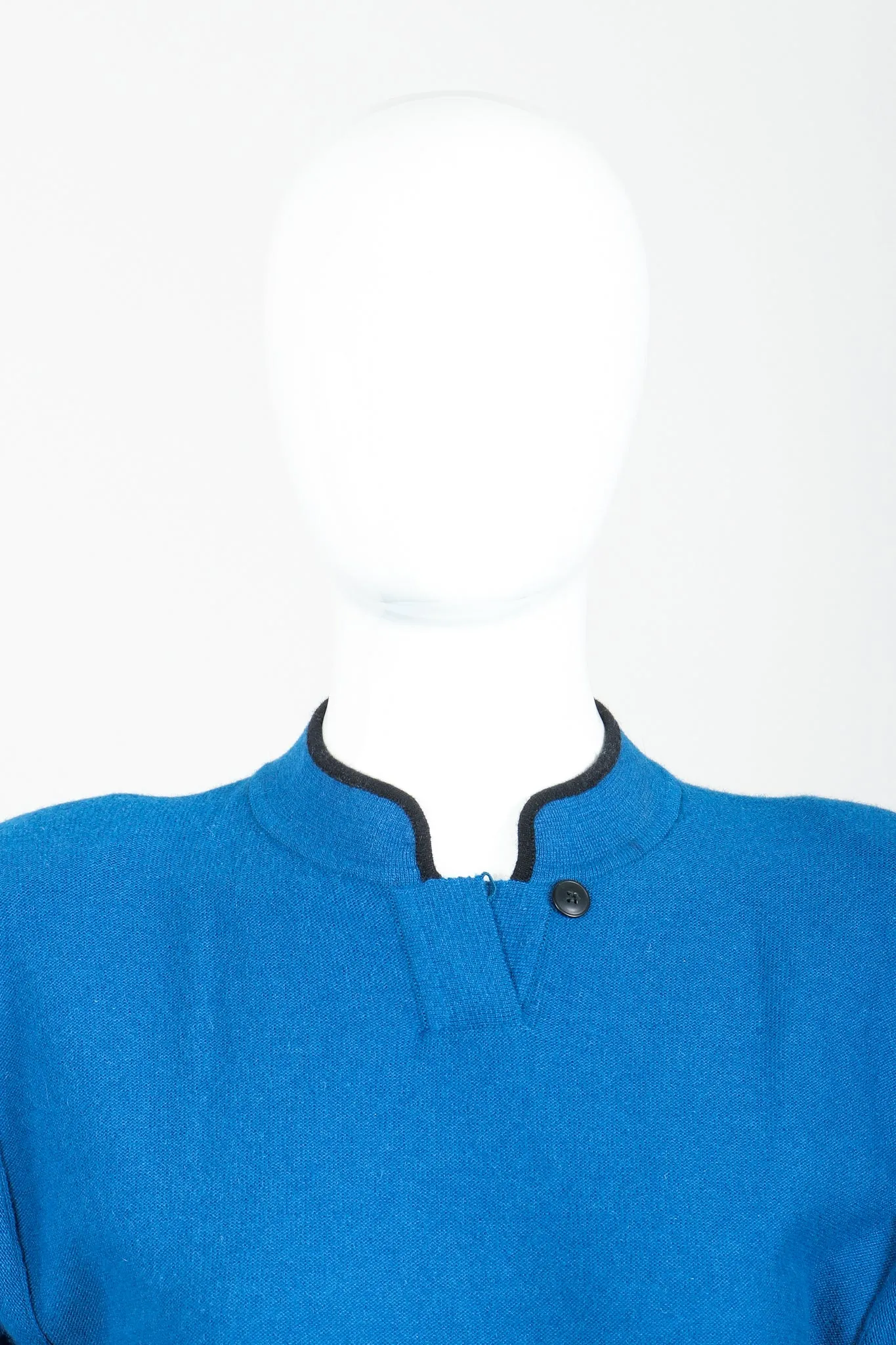 Blue Knit High Neck Sweater