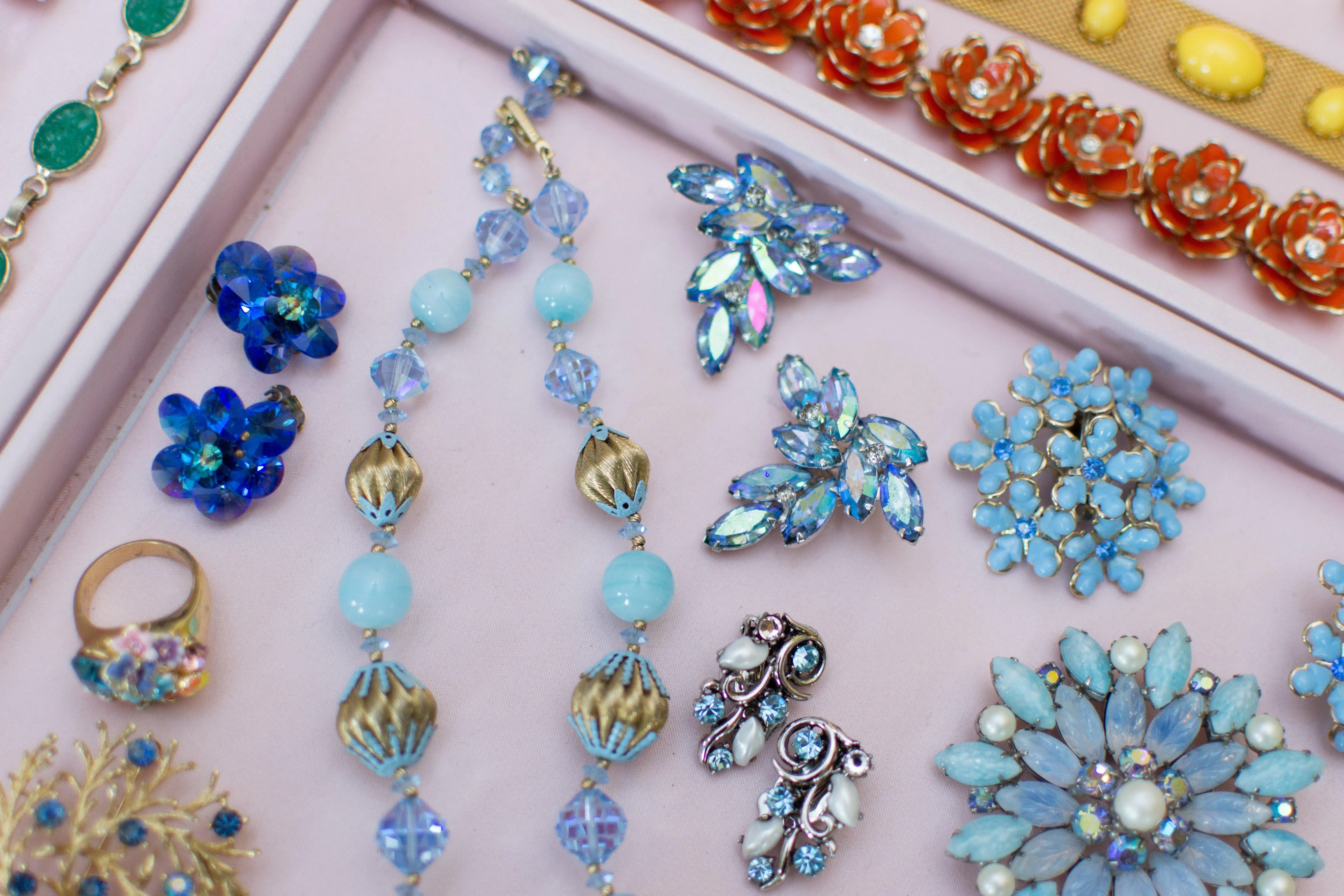 Blue Rhinestone Statement Earrings with Aurora Borealis Finish