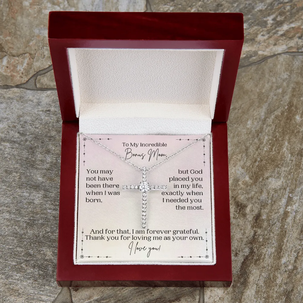 Bonus Mom Gift | Cross Necklace for Step Mom, Boyfriend's Mom, Foster Mom