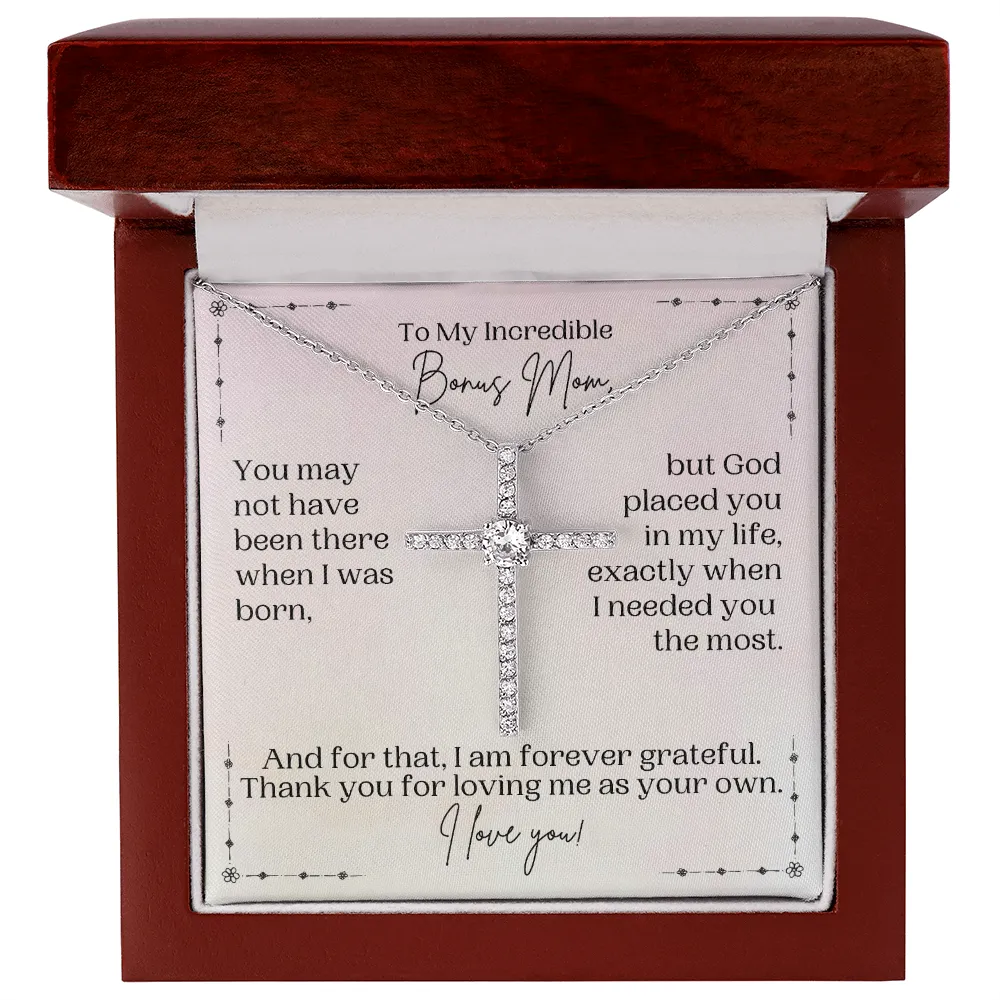 Bonus Mom Gift | Cross Necklace for Step Mom, Boyfriend's Mom, Foster Mom