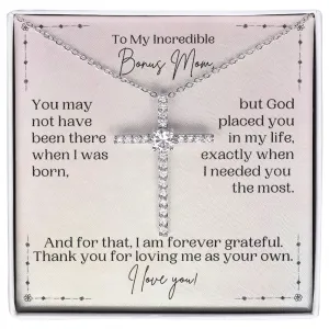 Bonus Mom Gift | Cross Necklace for Step Mom, Boyfriend's Mom, Foster Mom