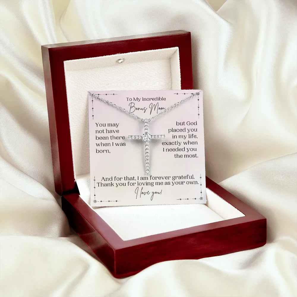 Bonus Mom Gift | Cross Necklace for Step Mom, Boyfriend's Mom, Foster Mom