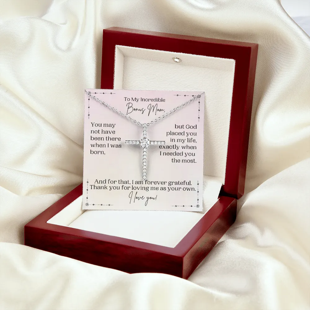 Bonus Mom Gift | Cross Necklace for Step Mom, Boyfriend's Mom, Foster Mom
