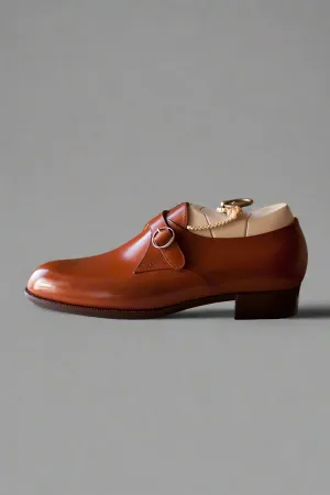 Brown Leather Single Monk Straps - Monk Shoes