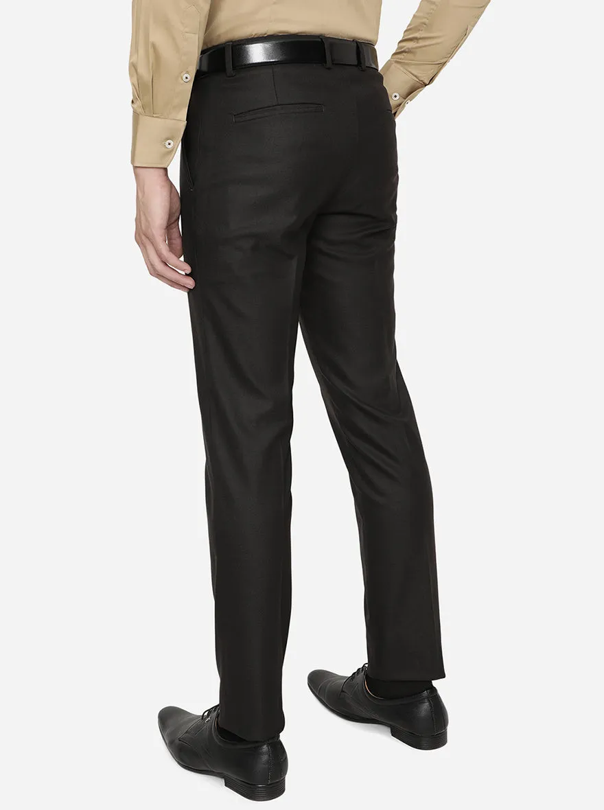 Brown Solid Super Slim Fit Formal Trouser | JadeBlue