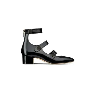 Buckle belt thick heel high heel leather single shoes