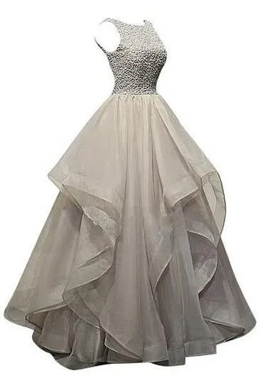 Burgundy Charming Beaded A-Line Long Prom Dresses, Fashion Evening Dress, MP163