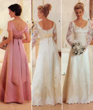 Butterick 4772 Womens High Waisted V Back Evening Wedding Bridesmaids Dress 1990s Vintage Sewing Pattern Size 12 - 16 UNCUT Factory Folded
