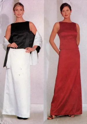 Butterick 6394 NICOLE MILLER Womens Lined Evening Top Skirt & Stole 1990s Vintage Sewing Pattern Size 18 - 22 UNCUT Factory Folded