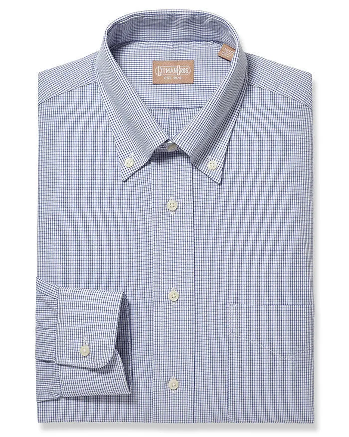 Button Down Graph Check Navy - Tailored