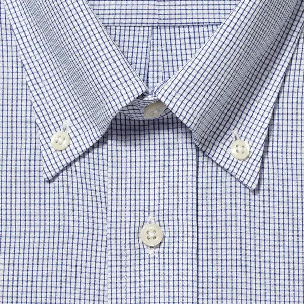 Button Down Graph Check Navy - Tailored